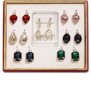Unwritten Multicolor Interchangeable Glass Gemstone Earrings Set